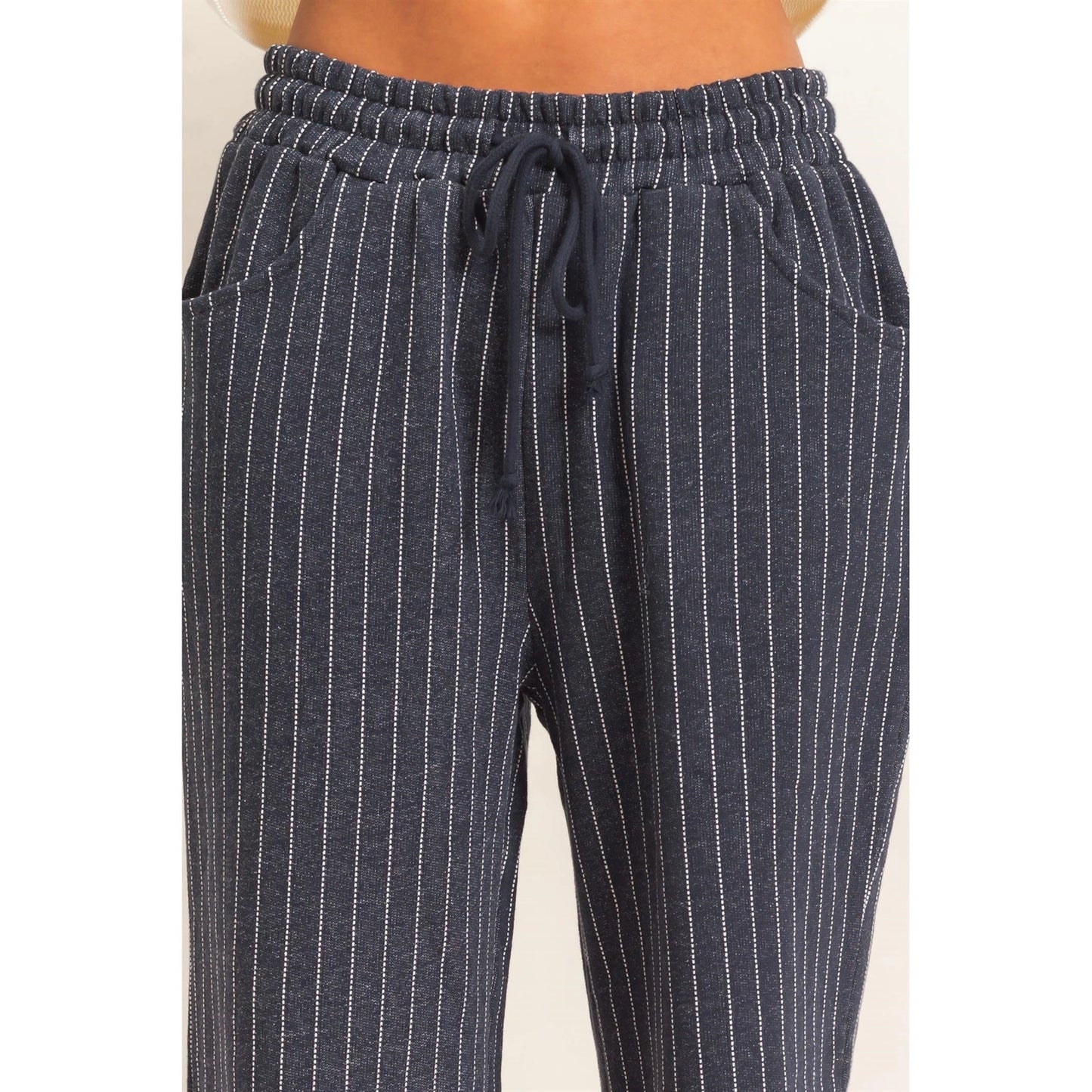 Teagan Pinstripe Pant- Navy