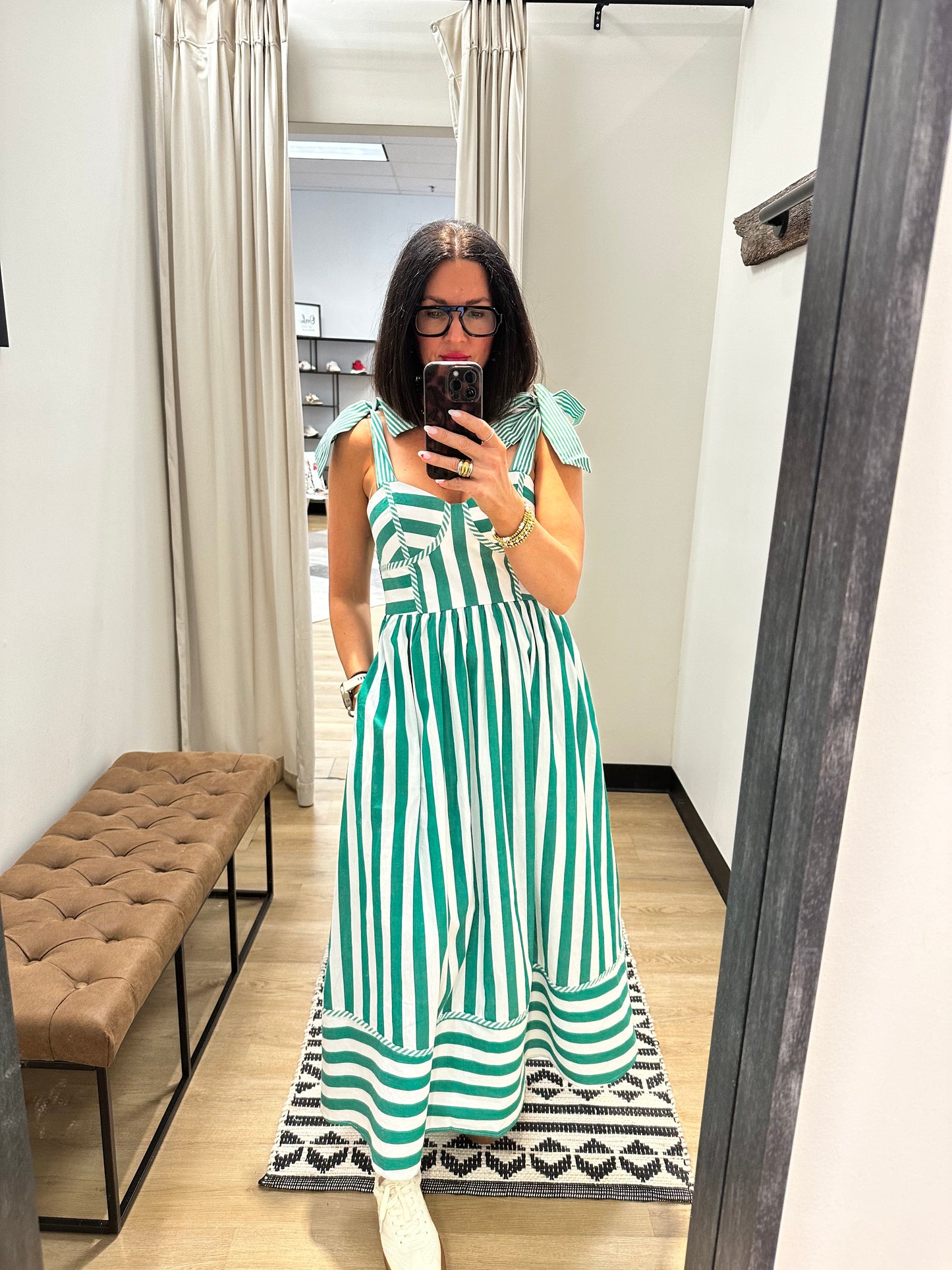 Lacy Stripe Maxi- Kelly Green