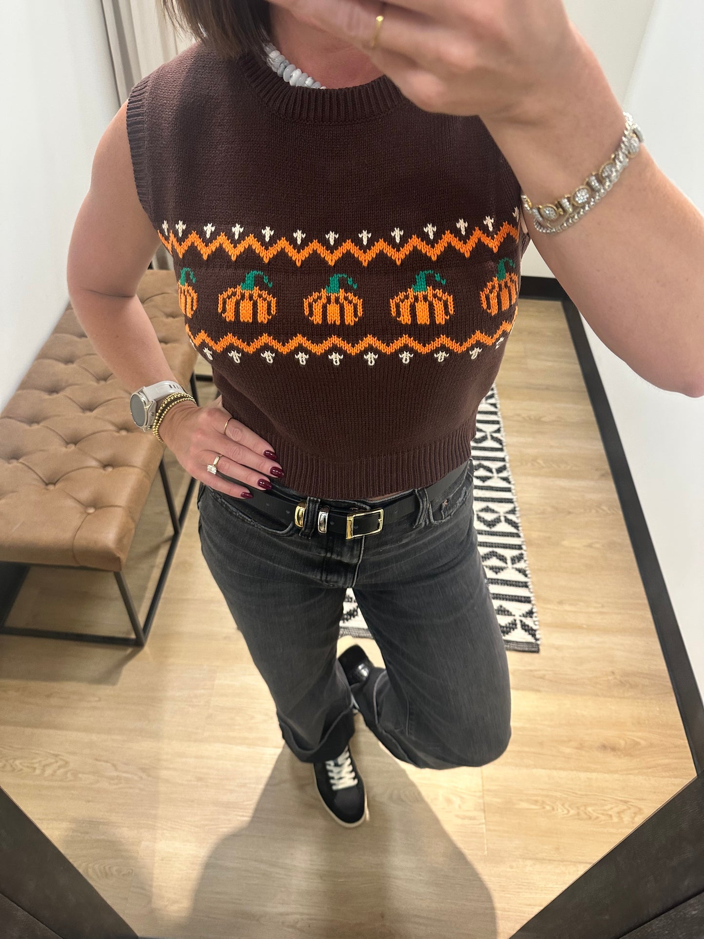 Pumpkin Crop Sweater Vest