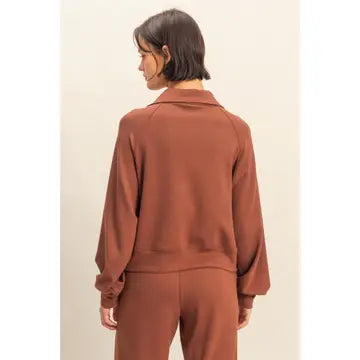 Julie Front Zip Sweatshirt Chestnut