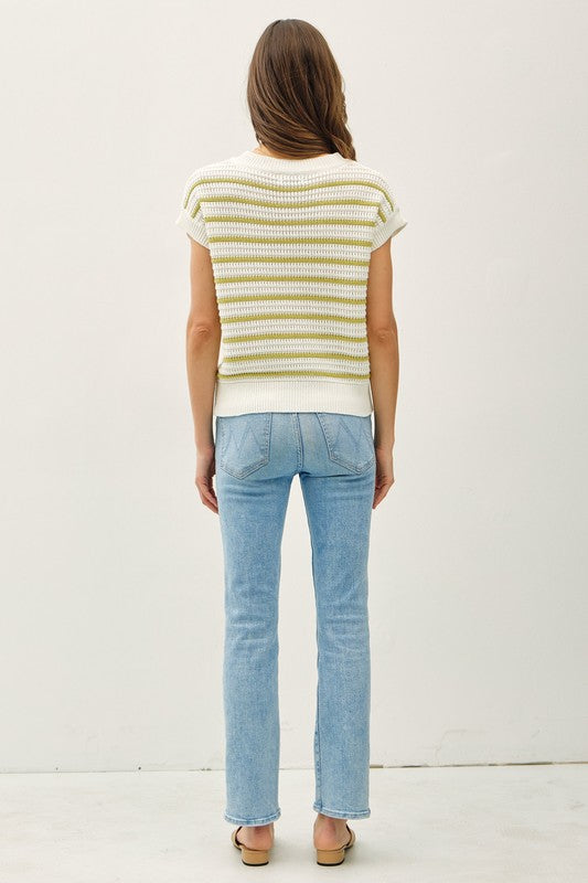 Briana Cap Sleeve Top- Lime