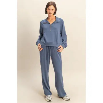 Julie Front Zip Sweatshirt Dusty Navy