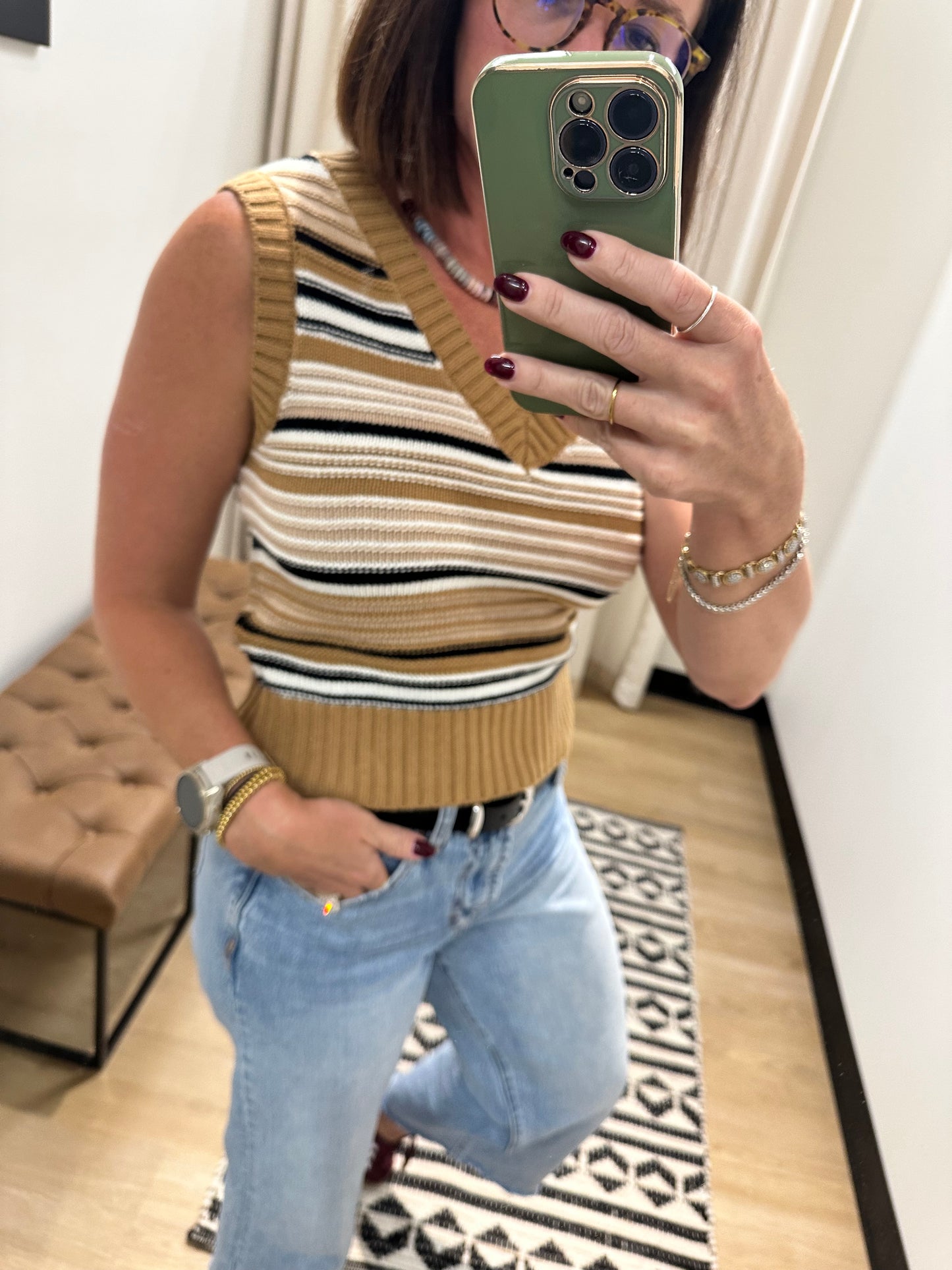 Greta Stripe Sweater Vest