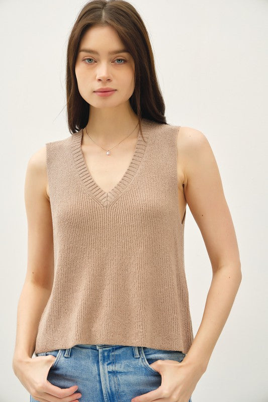 Carly Knit Tank- Mocha