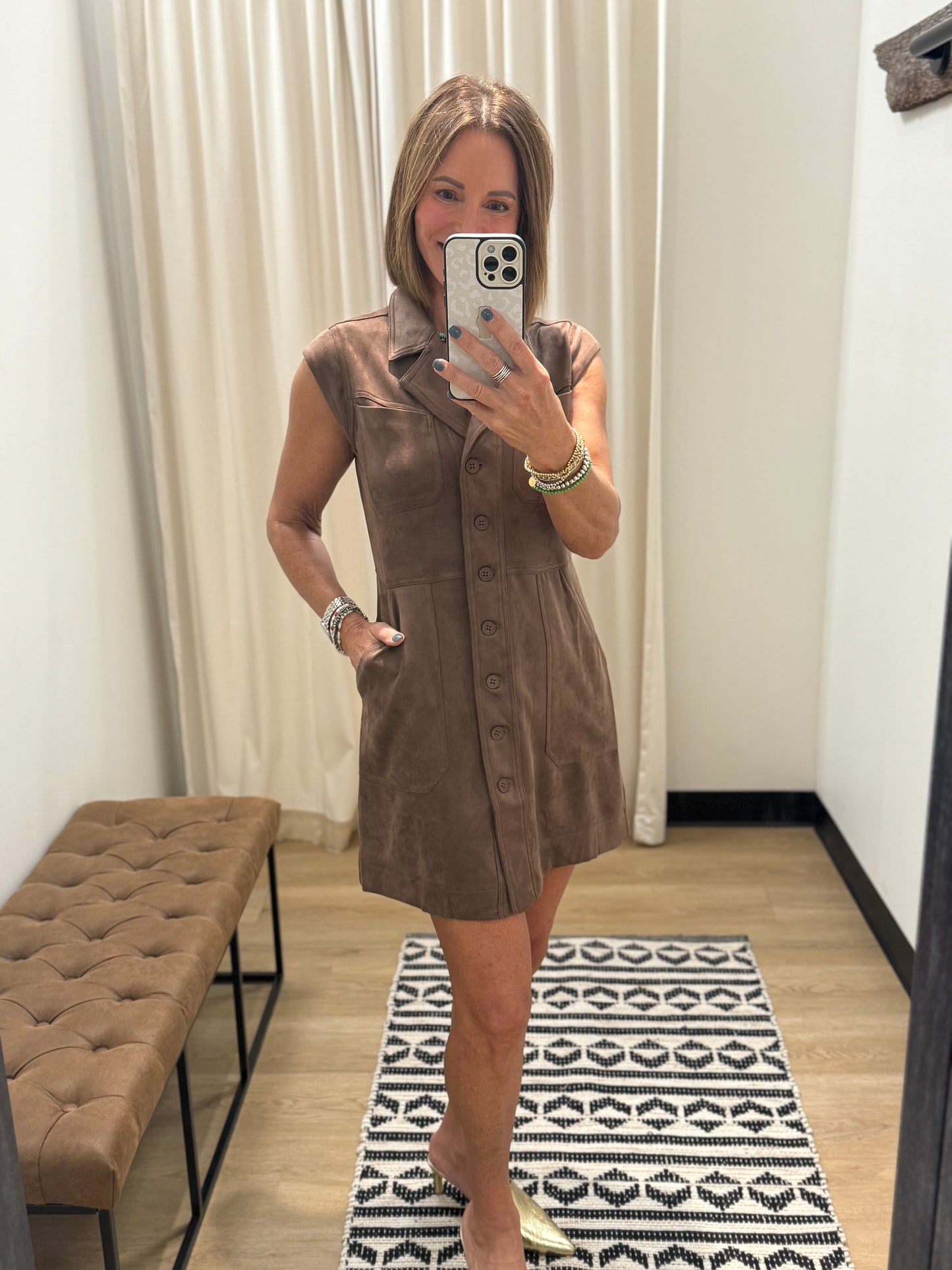 Lillie Faux Suede Dress Chocolate