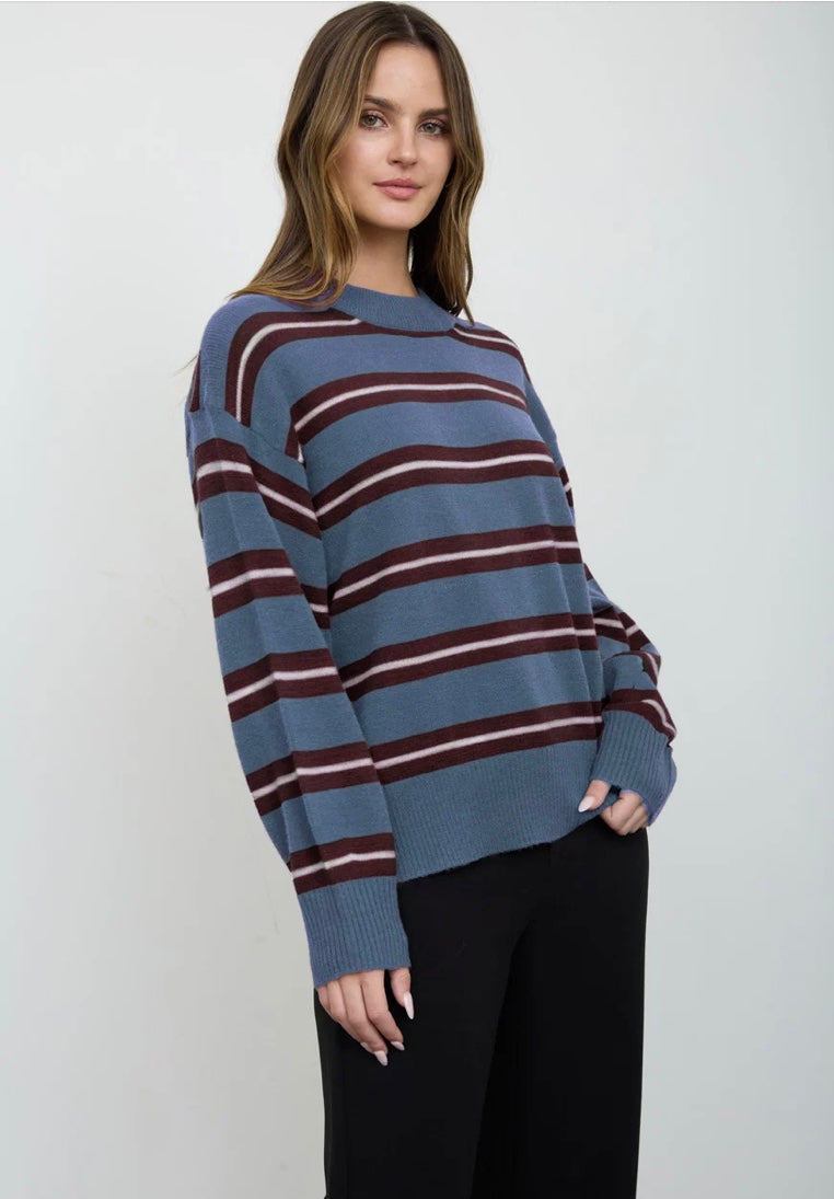 Kyla Crew Neck Sweater- Blue