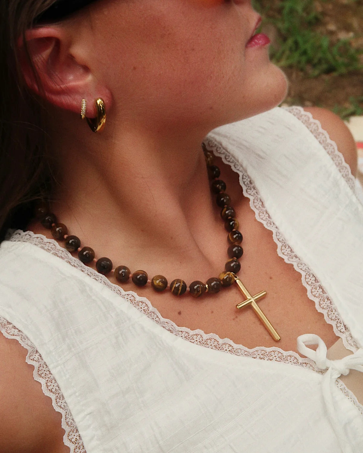 Conley Cross Beaded Necklace