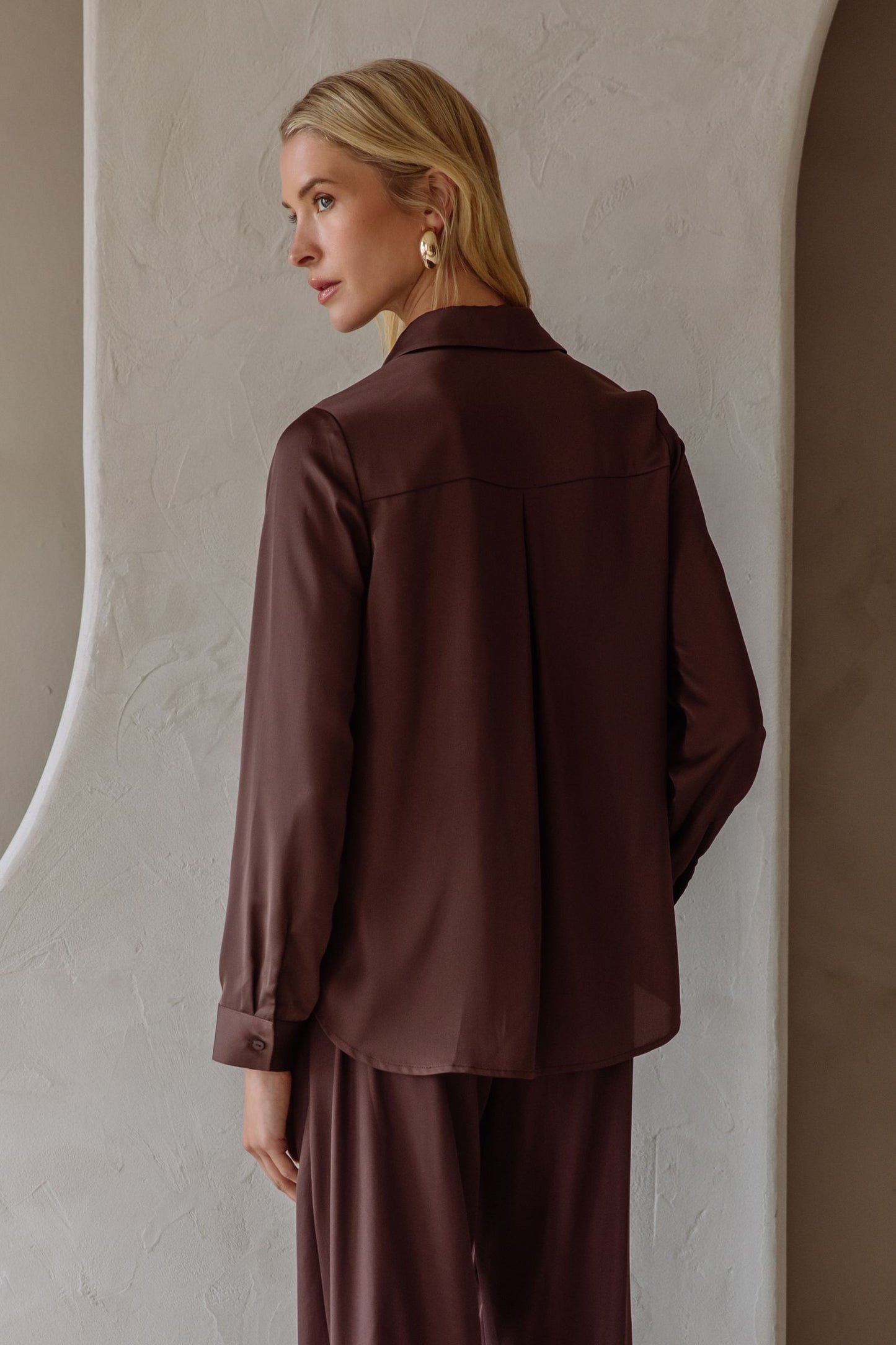 Eliza Satin Button Down Blouse