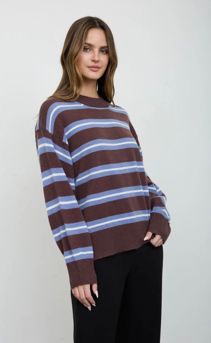 Kyla Crew Neck Sweater- Brown