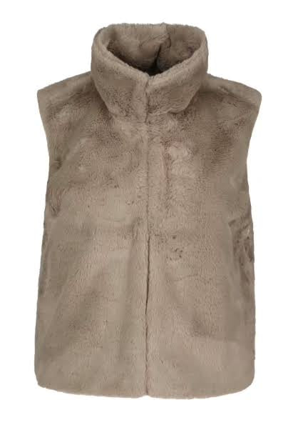 Faux Fur Vest- Taupe