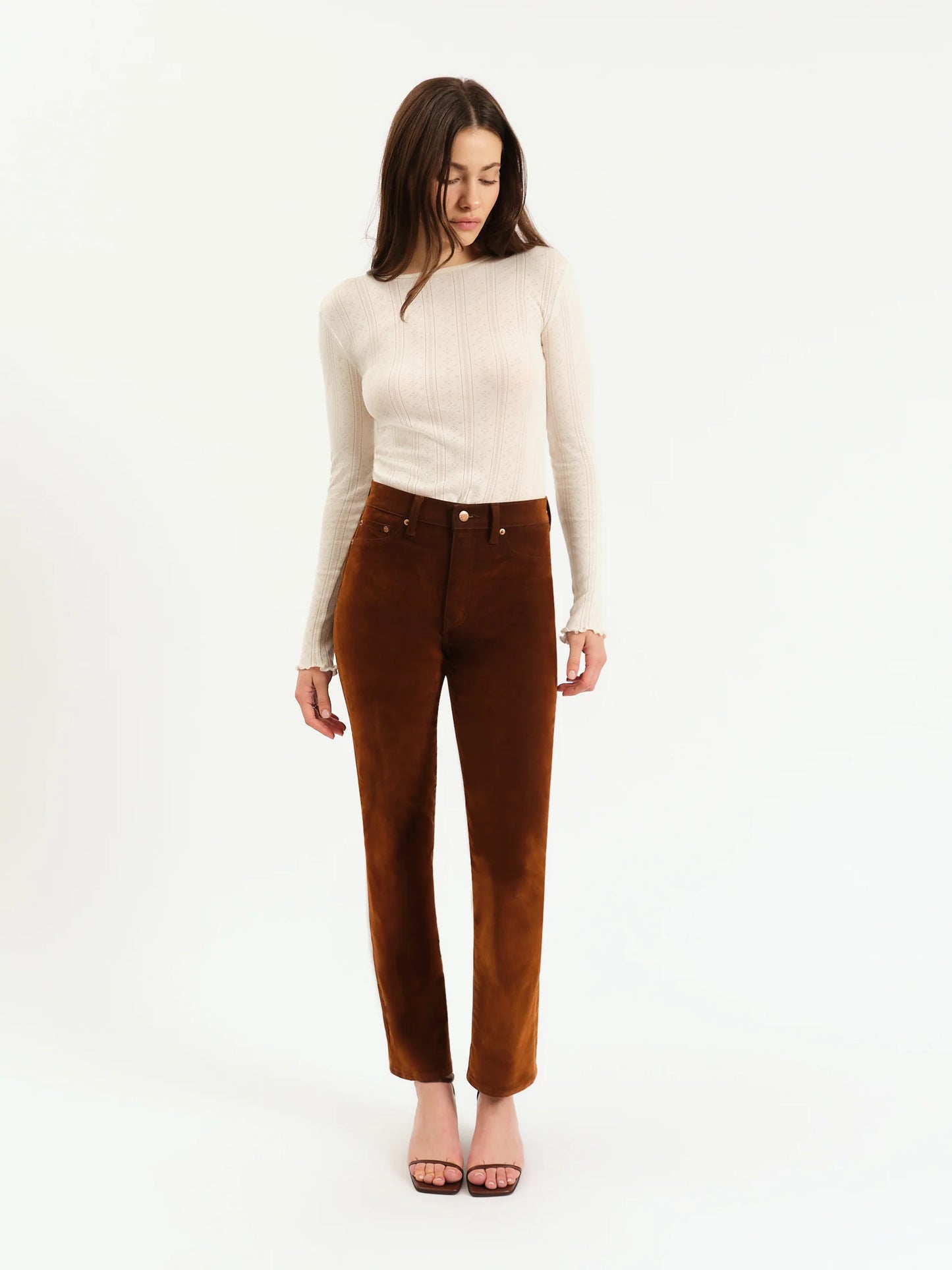 Smarty Pants High Rise Slim in Cognac