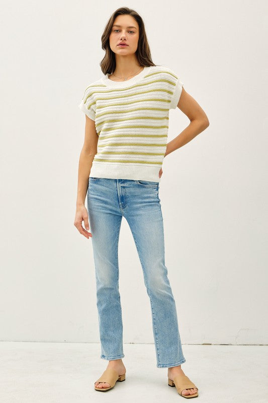 Briana Cap Sleeve Top- Lime