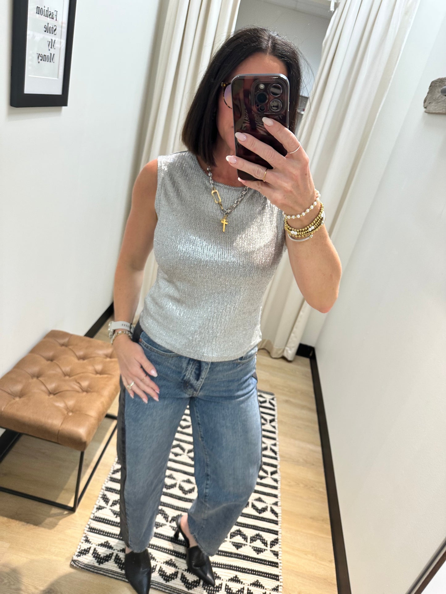 Selene Sparkle Top- Silver