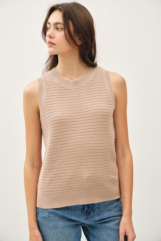 Elisa Sweater Tank- Taupe