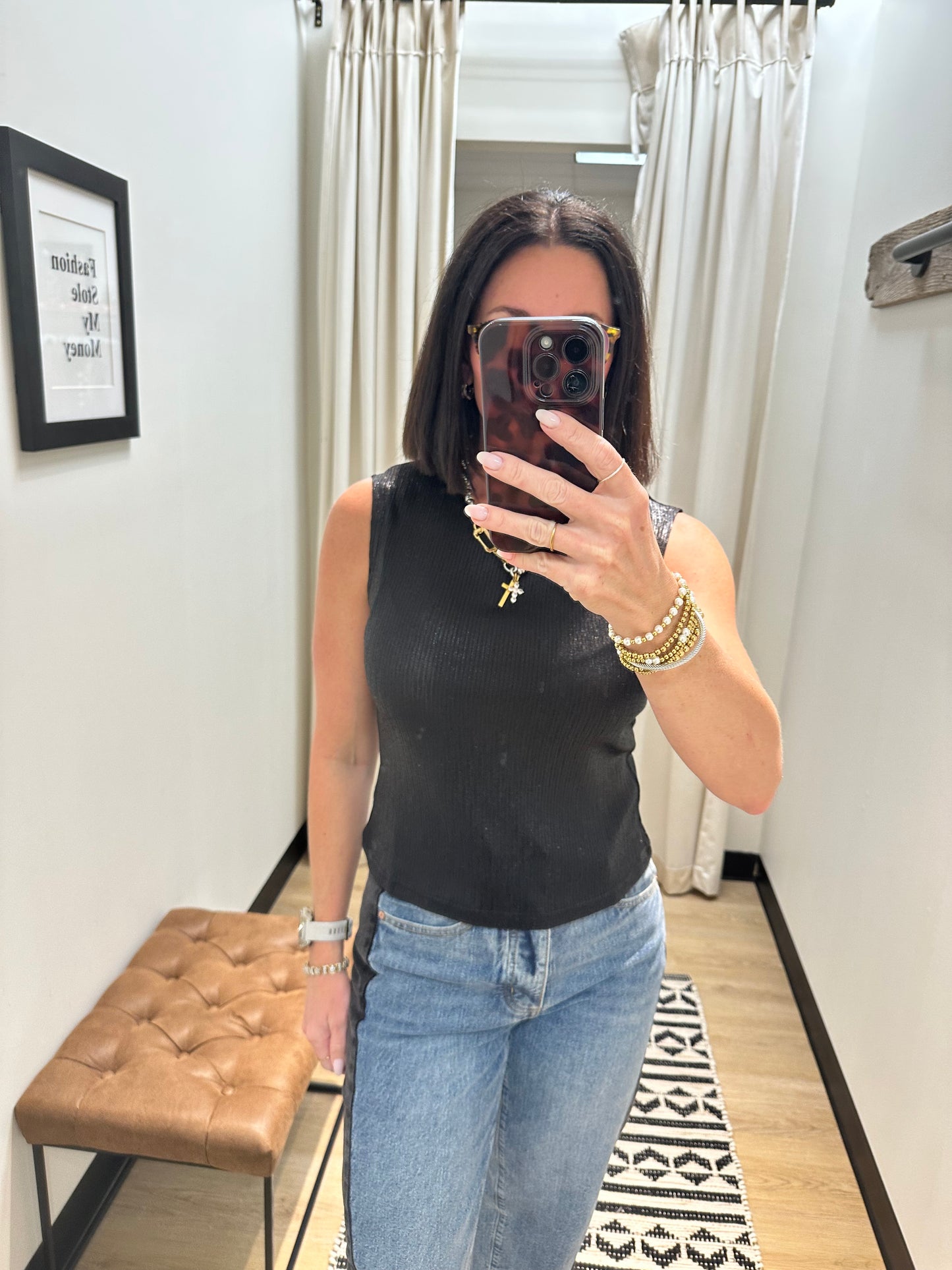 Selene Sparkle Top- Black