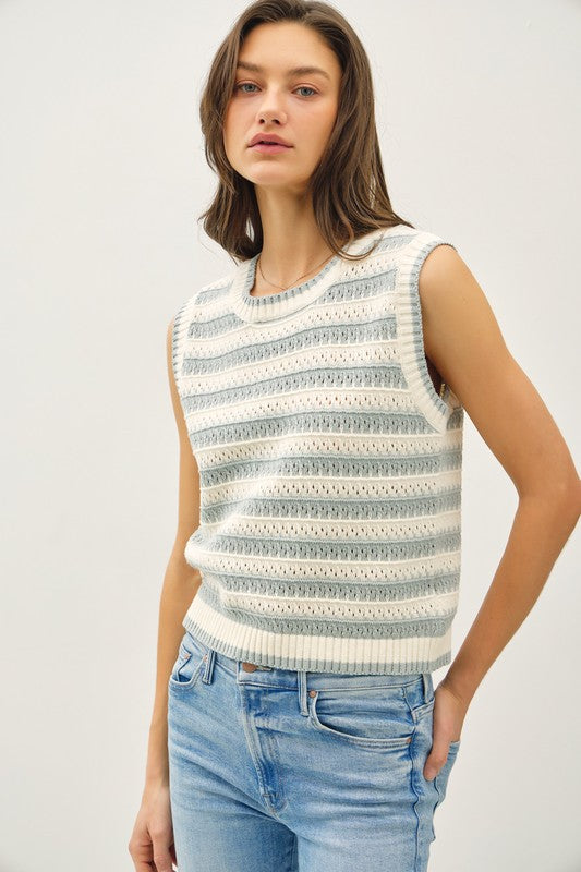 Macie Stripe Tank Top-Jade