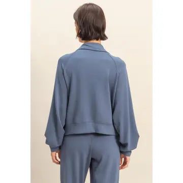 Julie Front Zip Sweatshirt Dusty Navy