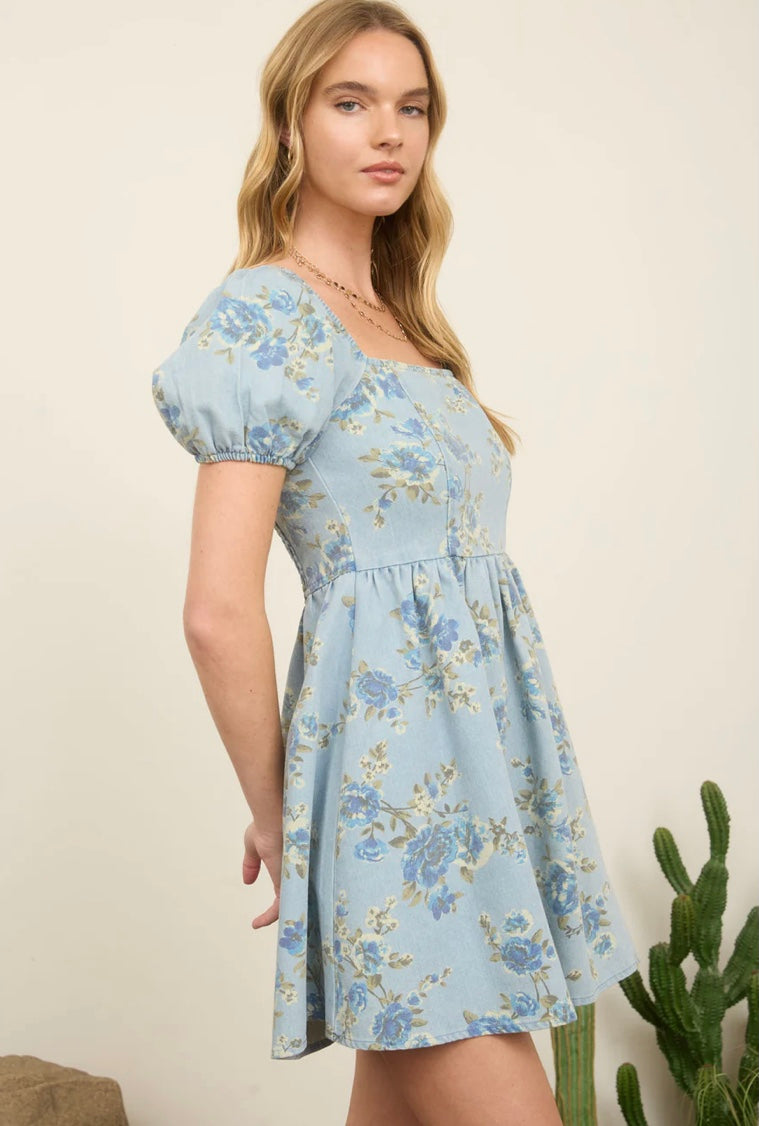 Karlie Denim Floral Dress