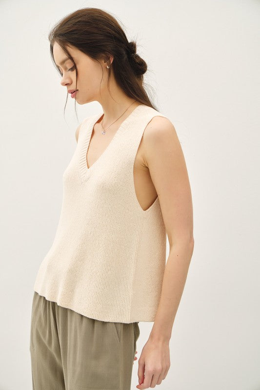 Carly Knit Tank- Natural