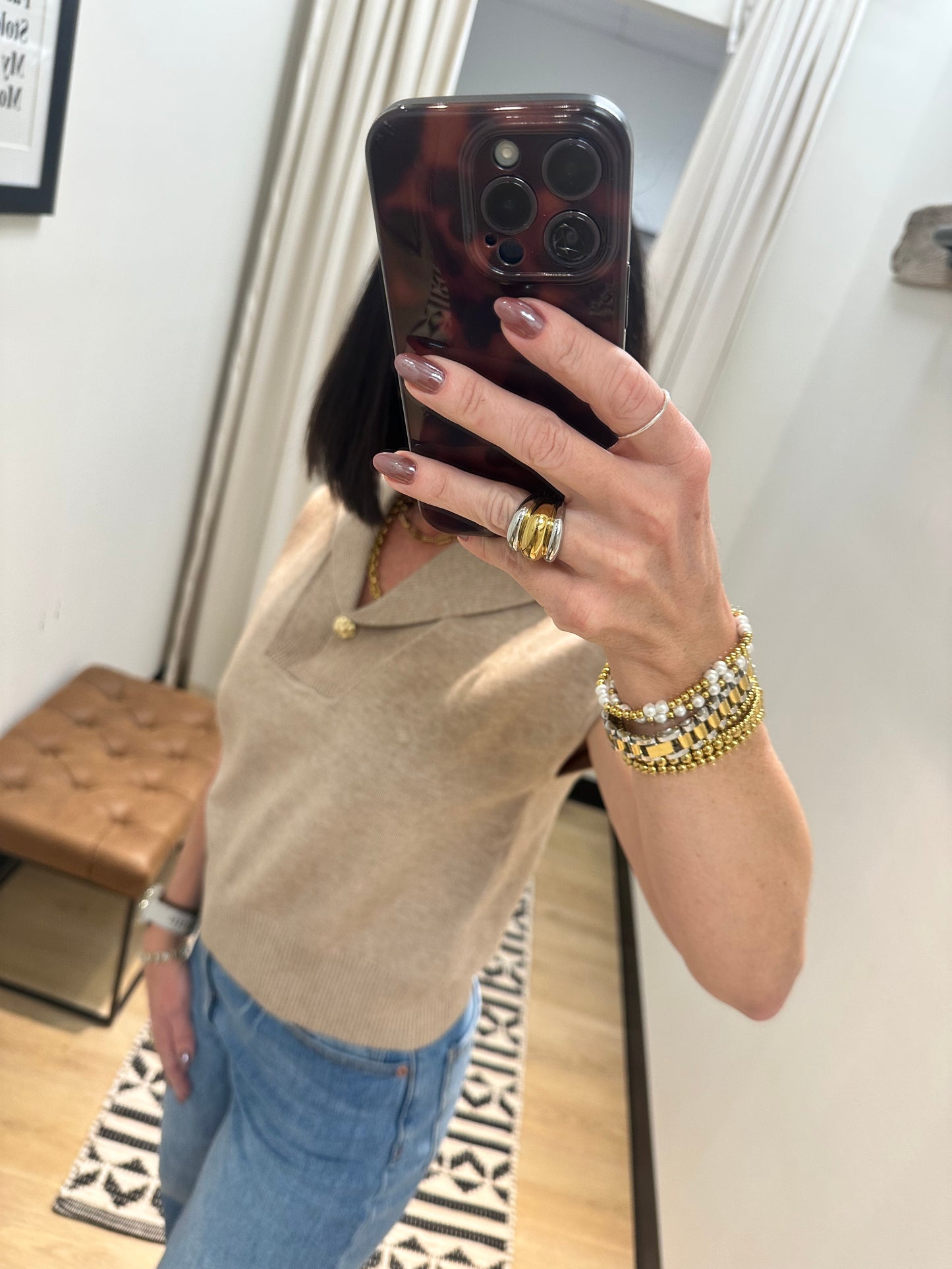 Evalyn Sleeveless Button Front Top