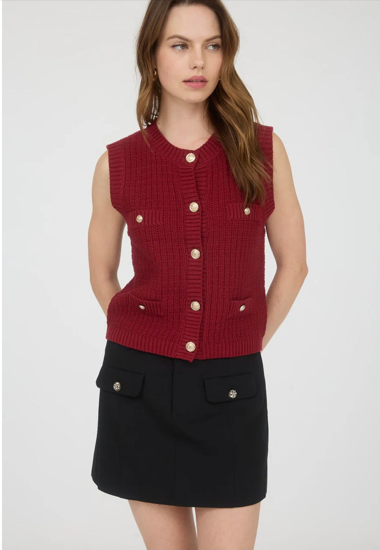 Addisyn Sweater Vest- Dark Red
