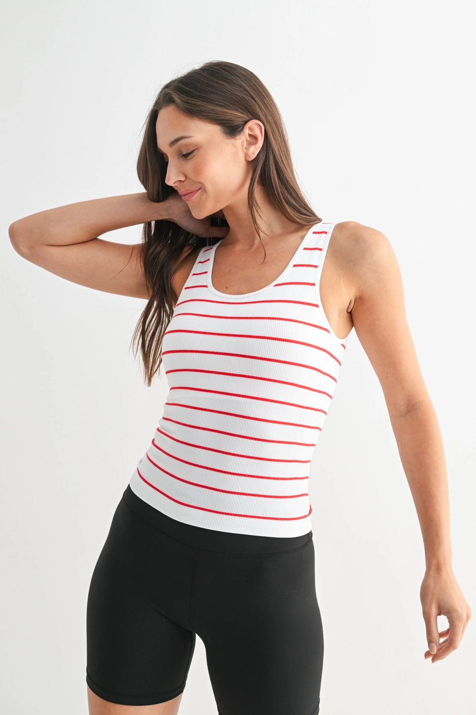 Everlee Stripe Tank- Red
