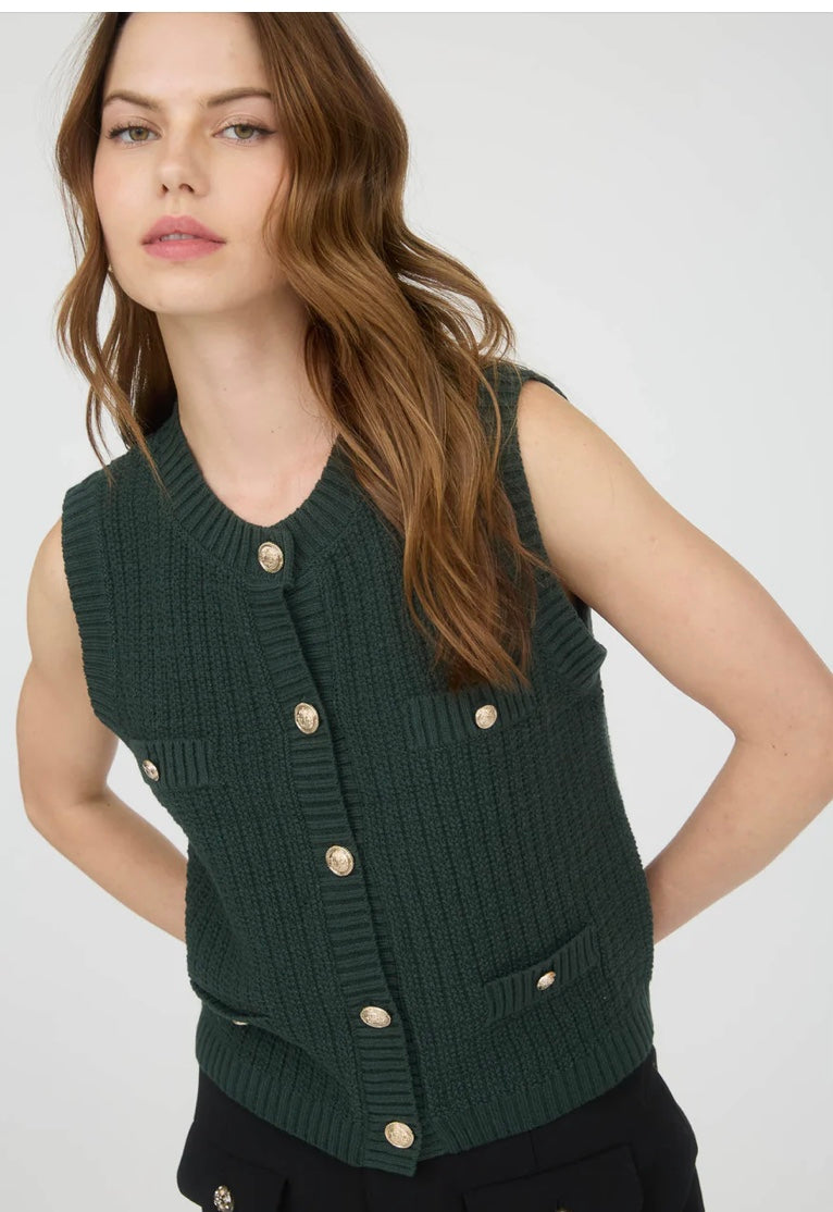 Addisyn Sweater Vest- Hunter Green