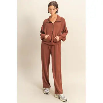 Julie Front Zip Sweatshirt Chestnut