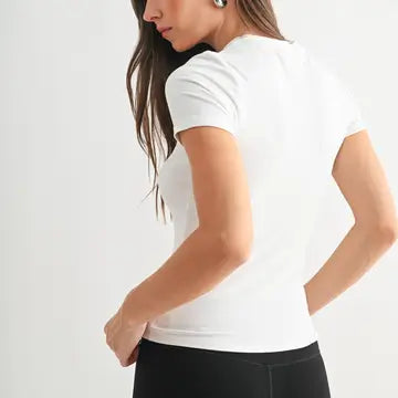 Essential S/S Ribbed Athleisure Top- White