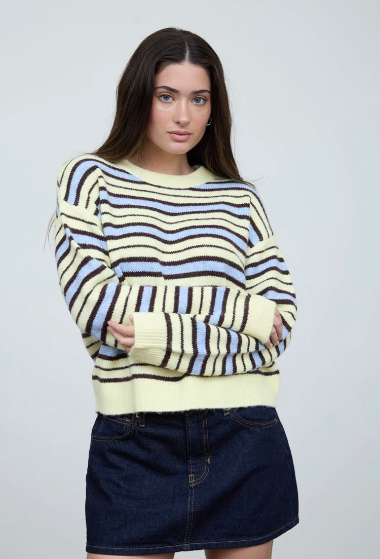 Eve Stripe Knit Sweater- Butter Yellow