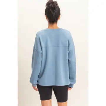 Averie Oversized Top- Dusty Blue