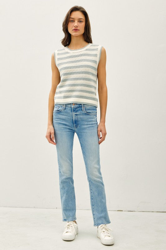 Macie Stripe Tank Top-Jade
