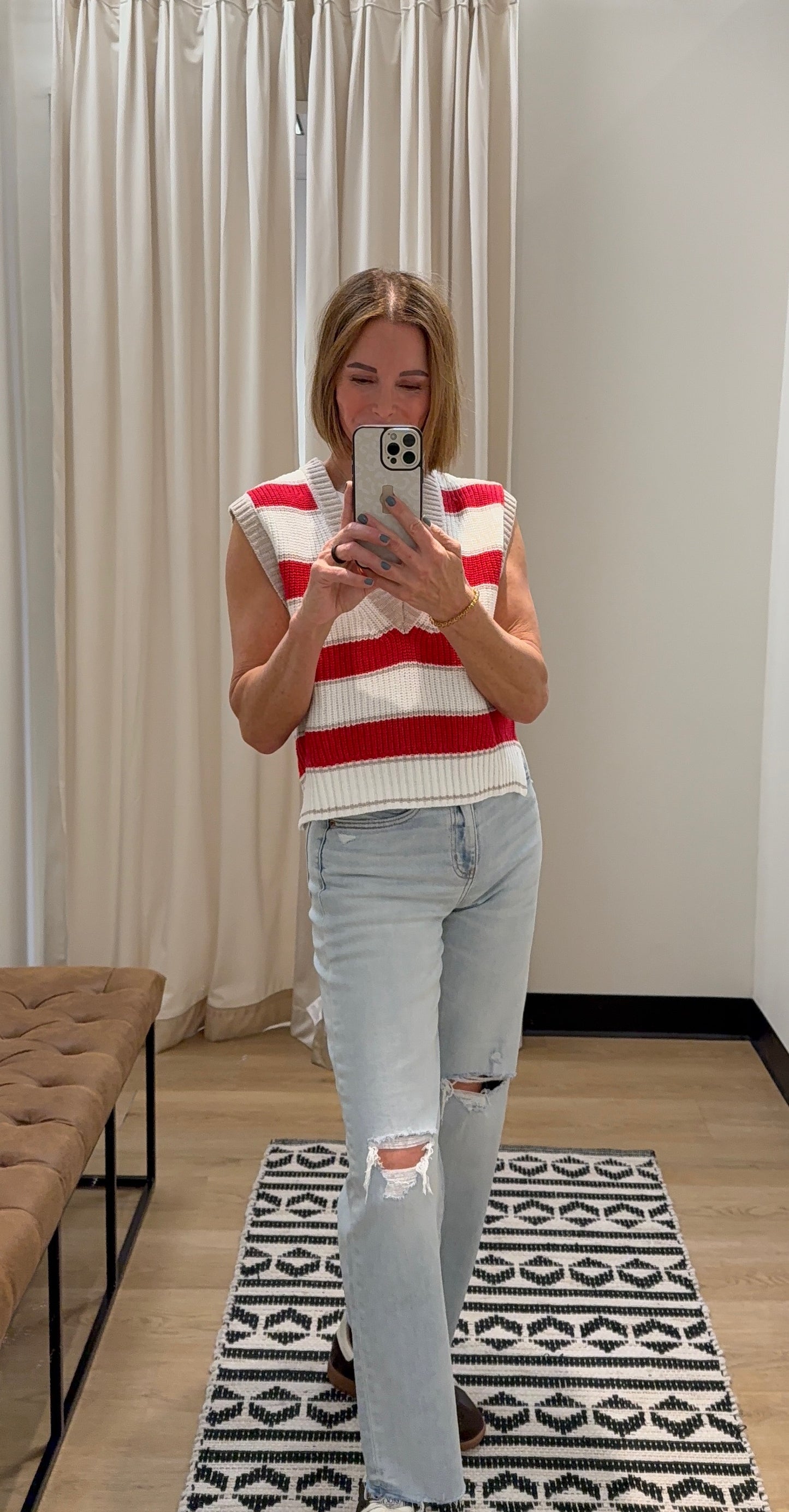 Stacy Stripe Sleeveless Sweater Vest