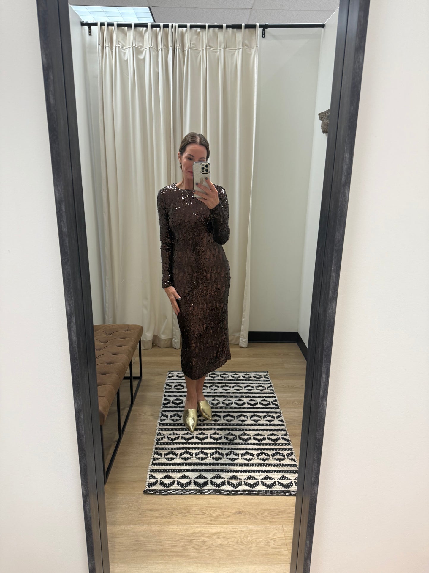 Hailee Dress Brown Sequin