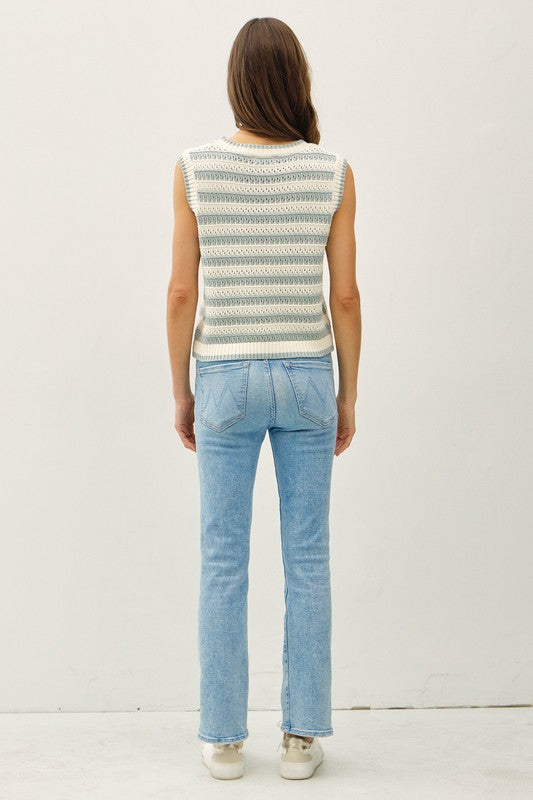 Macie Stripe Tank Top-Jade