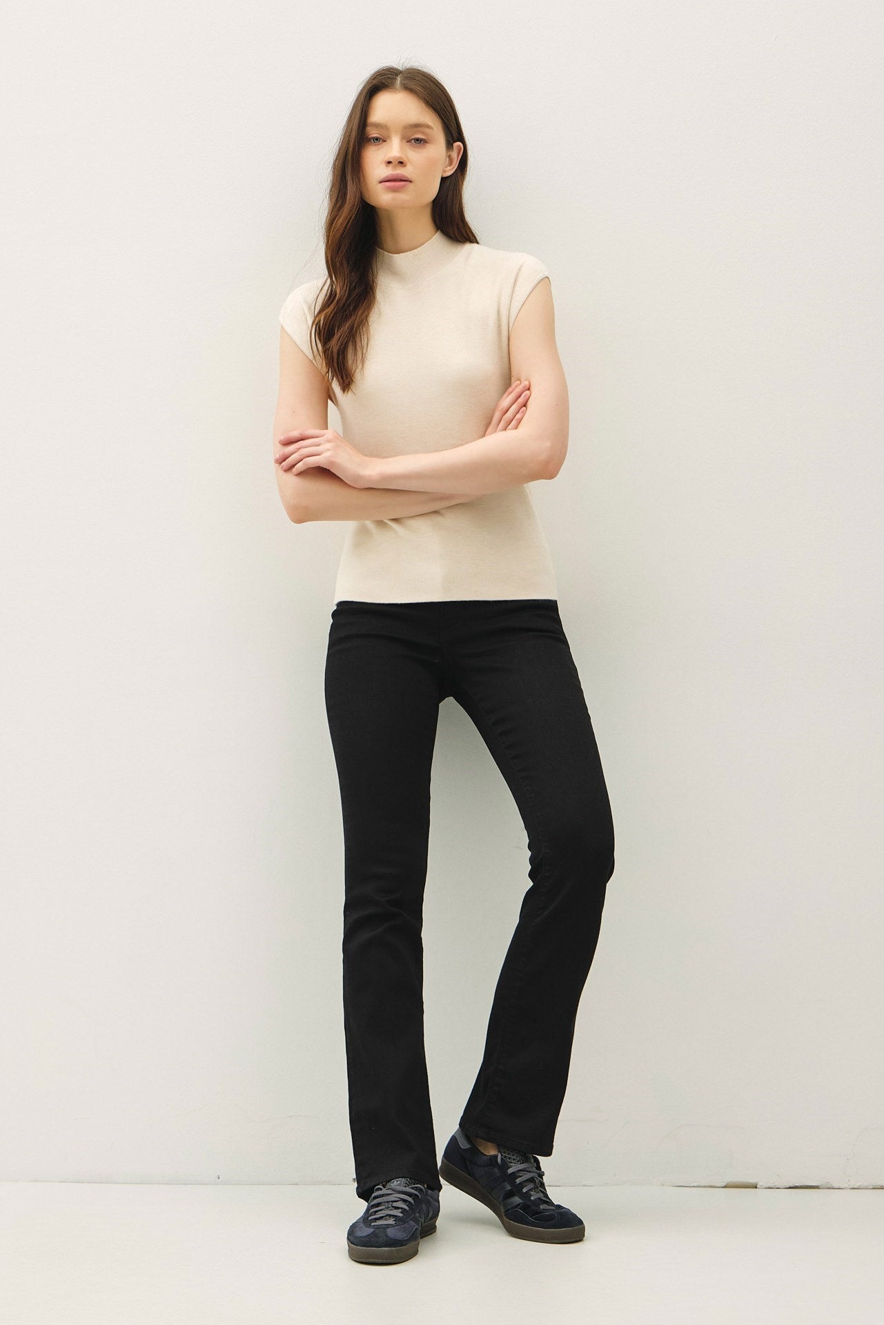 Mason Mock Neck Top- Oatmeal