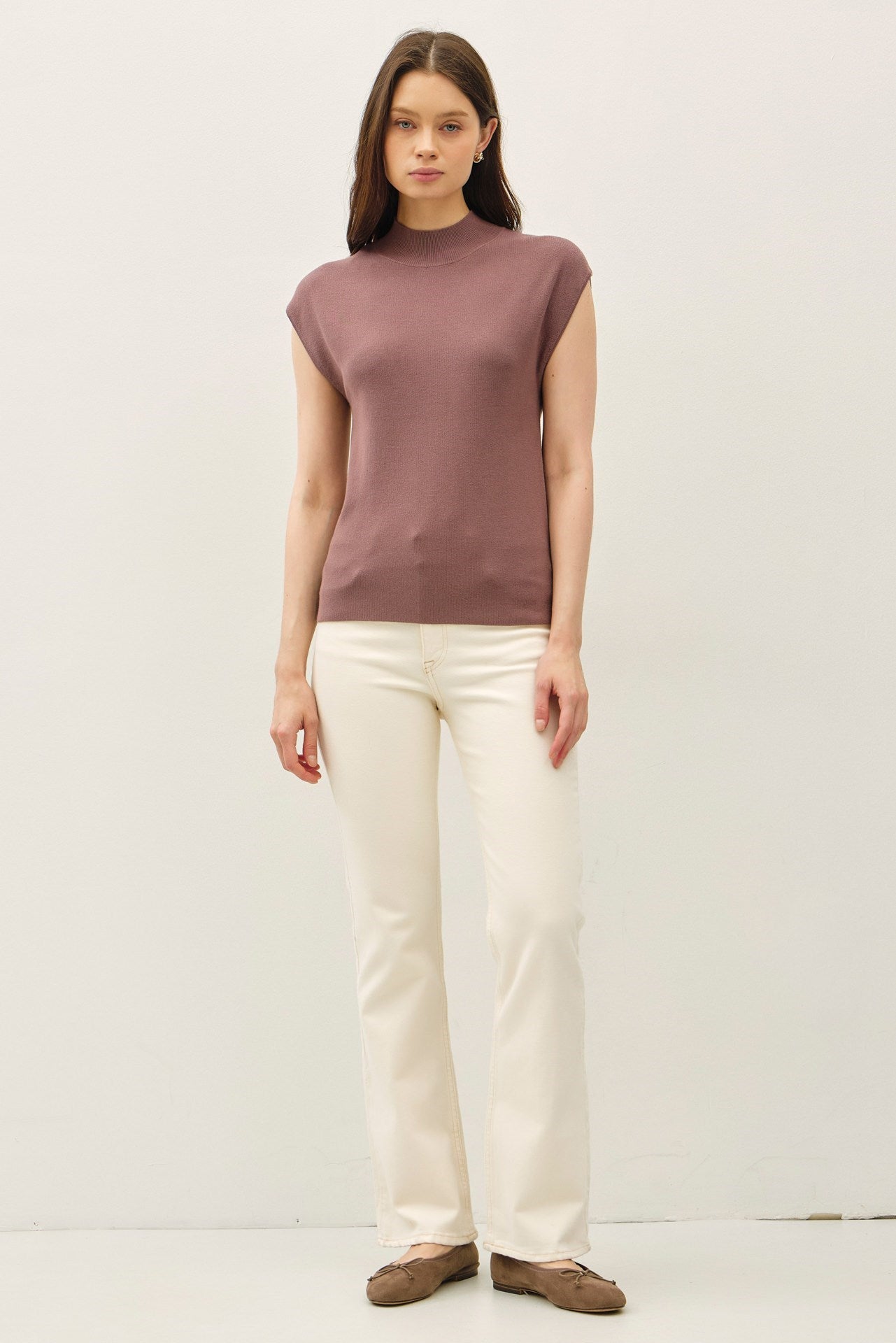 Mason Mock Neck Top- Cocoa