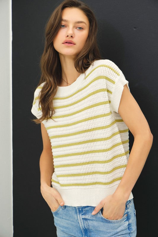 Briana Cap Sleeve Top- Lime