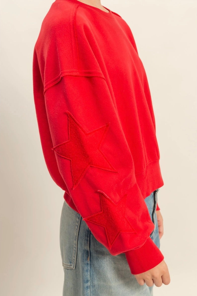 Star Patch Sweatshirt- Red