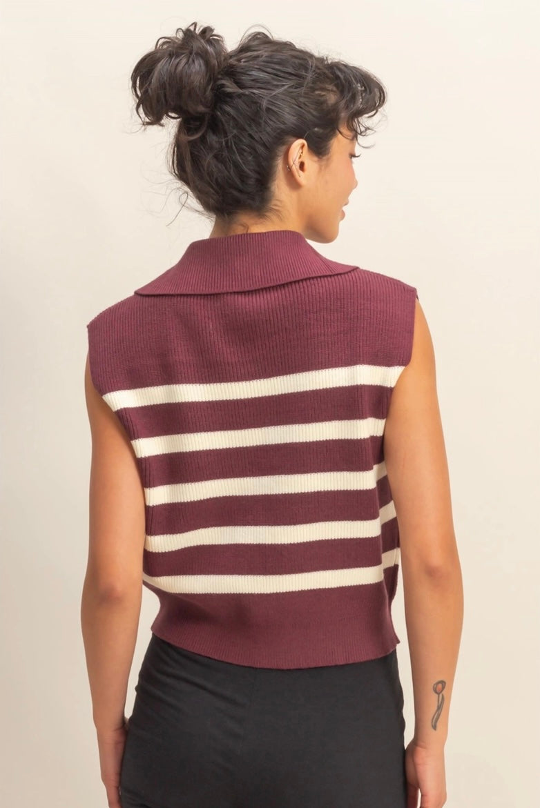 Monica Top- Cherry/Cream