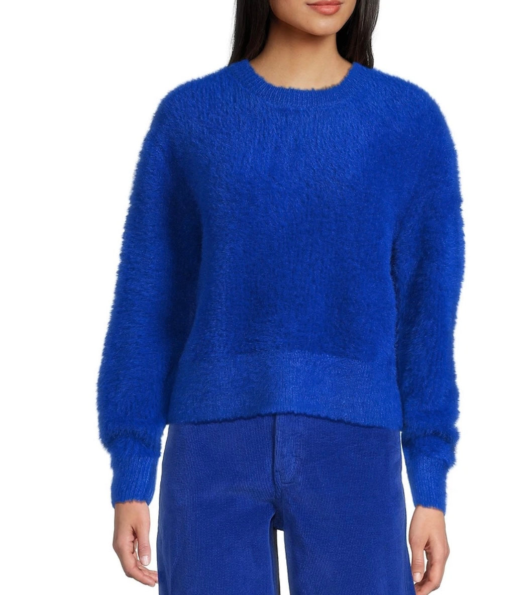 Cobalt Fuzz Crewneck Sweater