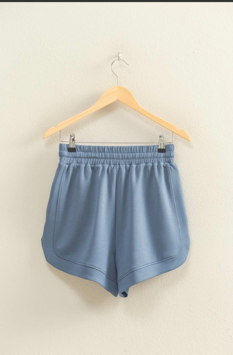Amber Scuba Sweat Short- Dusty Navy