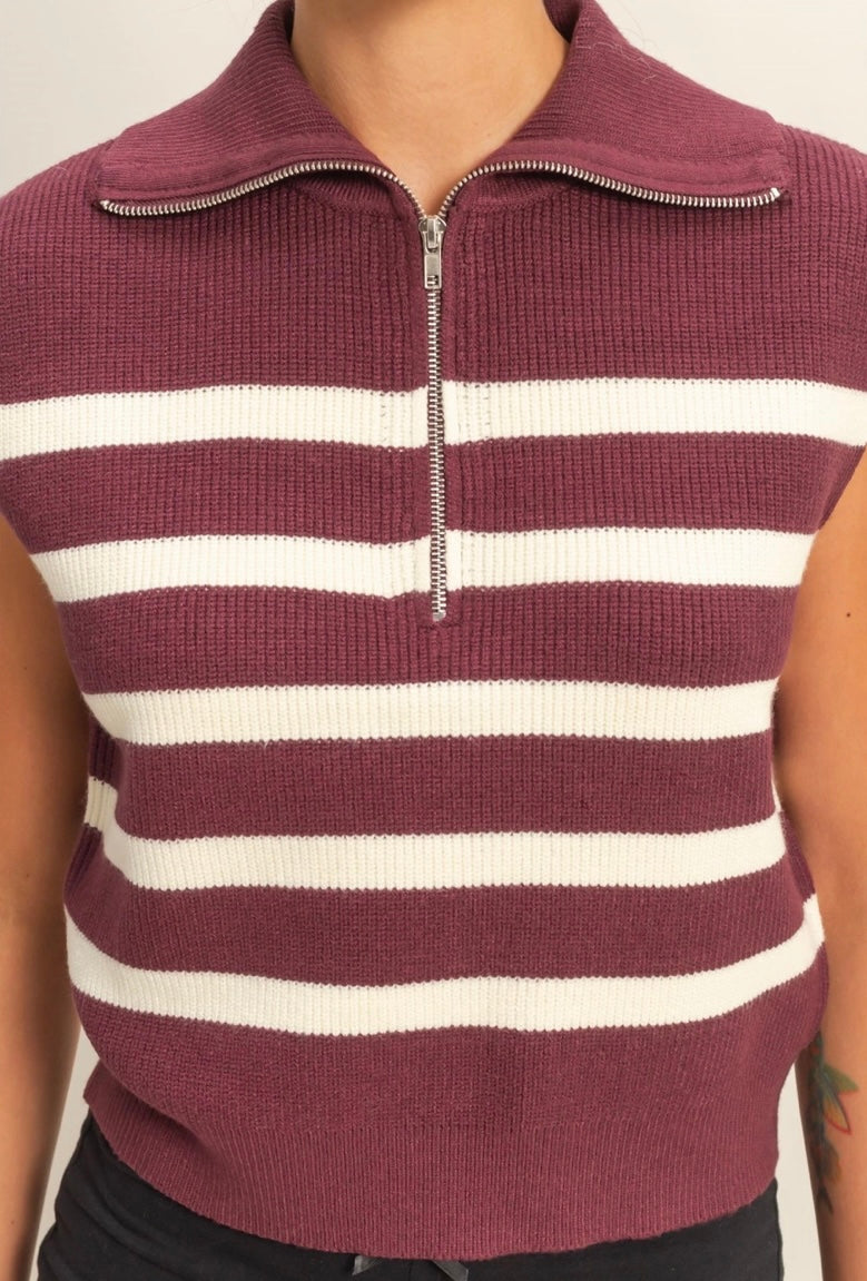 Monica Top- Cherry/Cream