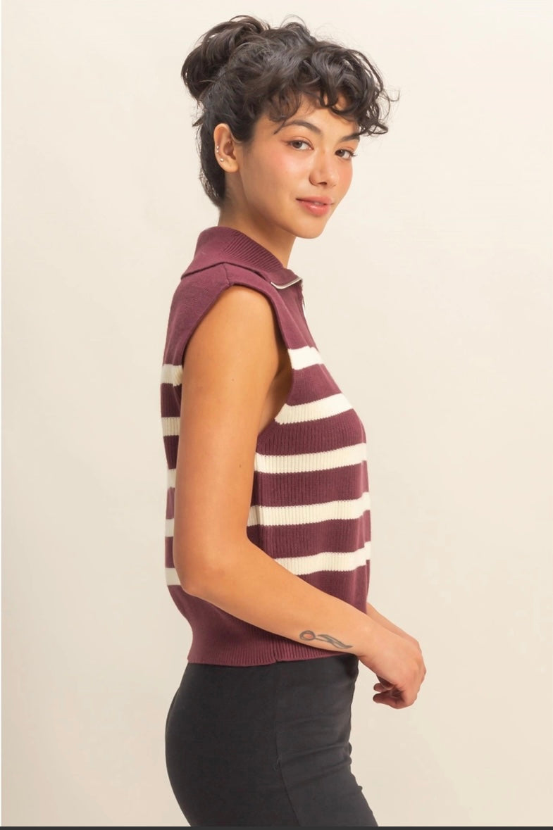 Monica Top- Cherry/Cream