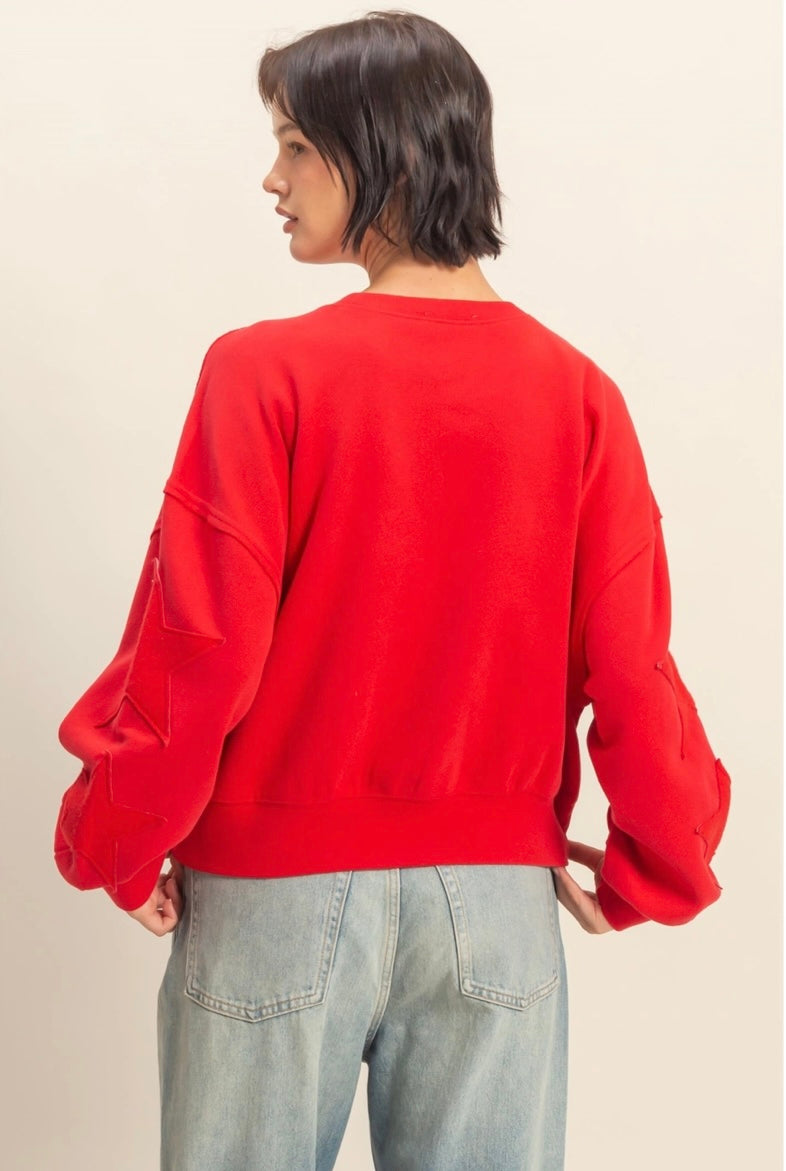 Star Patch Sweatshirt- Red