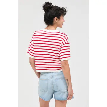 Micah Striped Crop Top- Red