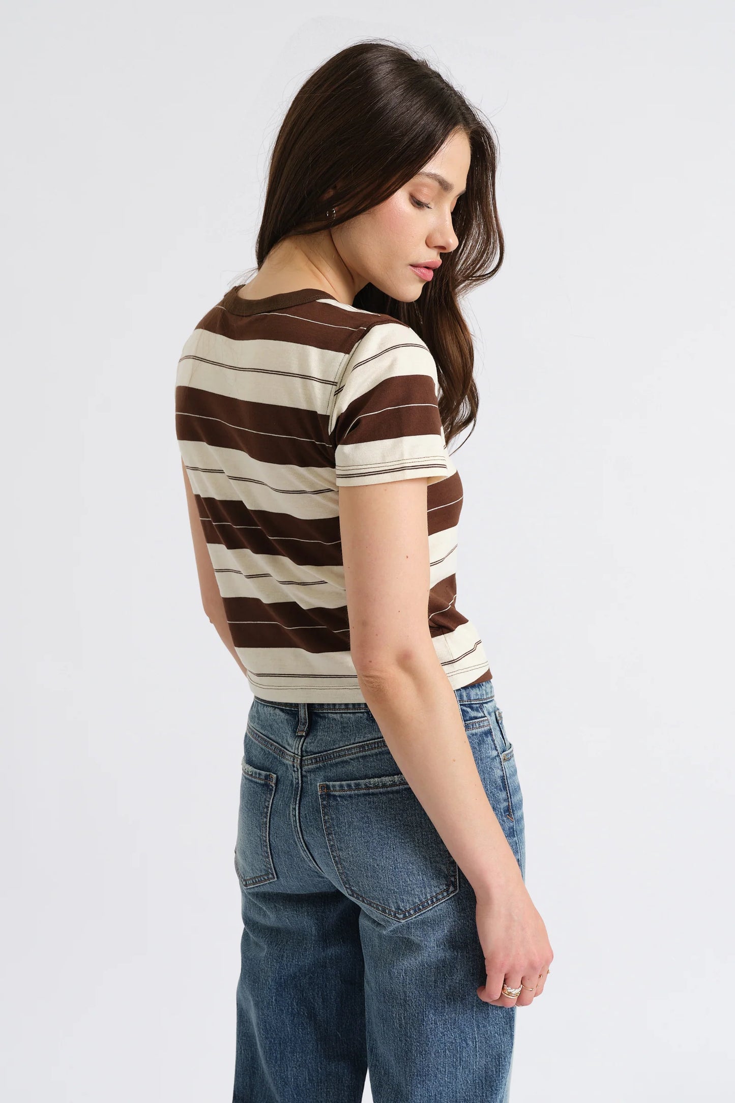 Zuma Crew Neck Tee- Chocolate Stripe