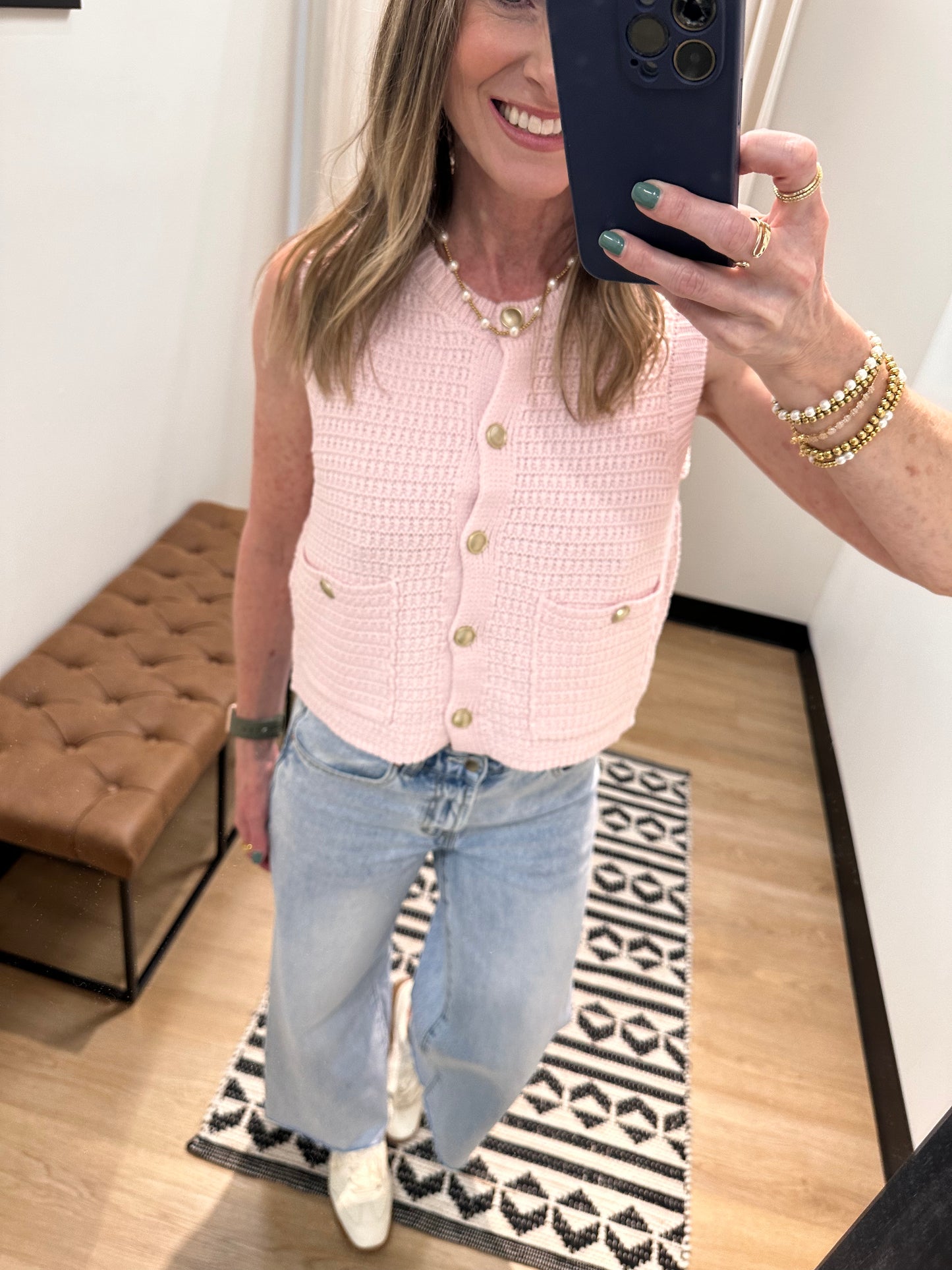 Etta Vest Top- Soft Pink