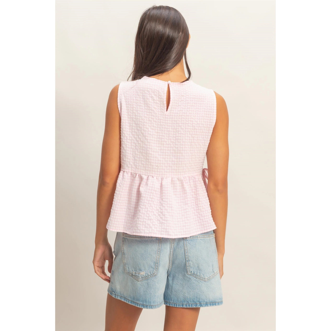 Ellie Gingham Top- Pink