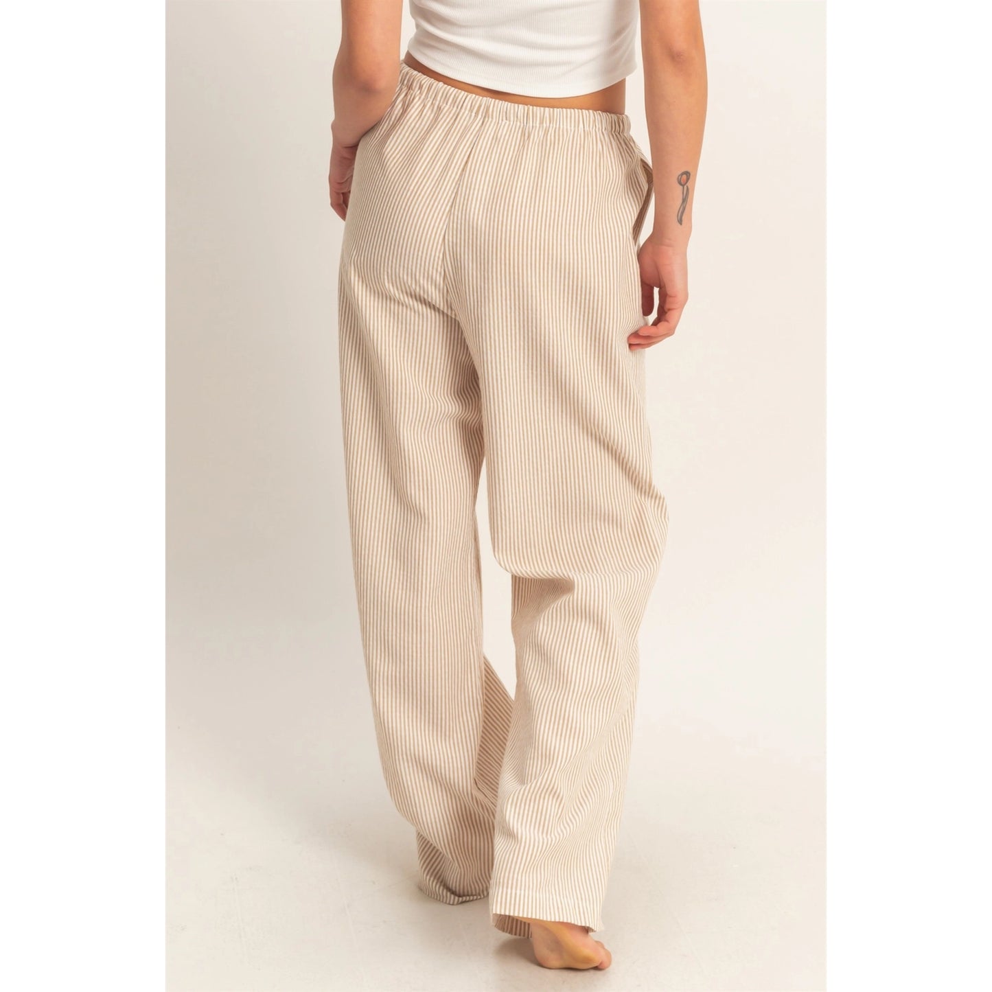 Reece Striped Pant- Taupe